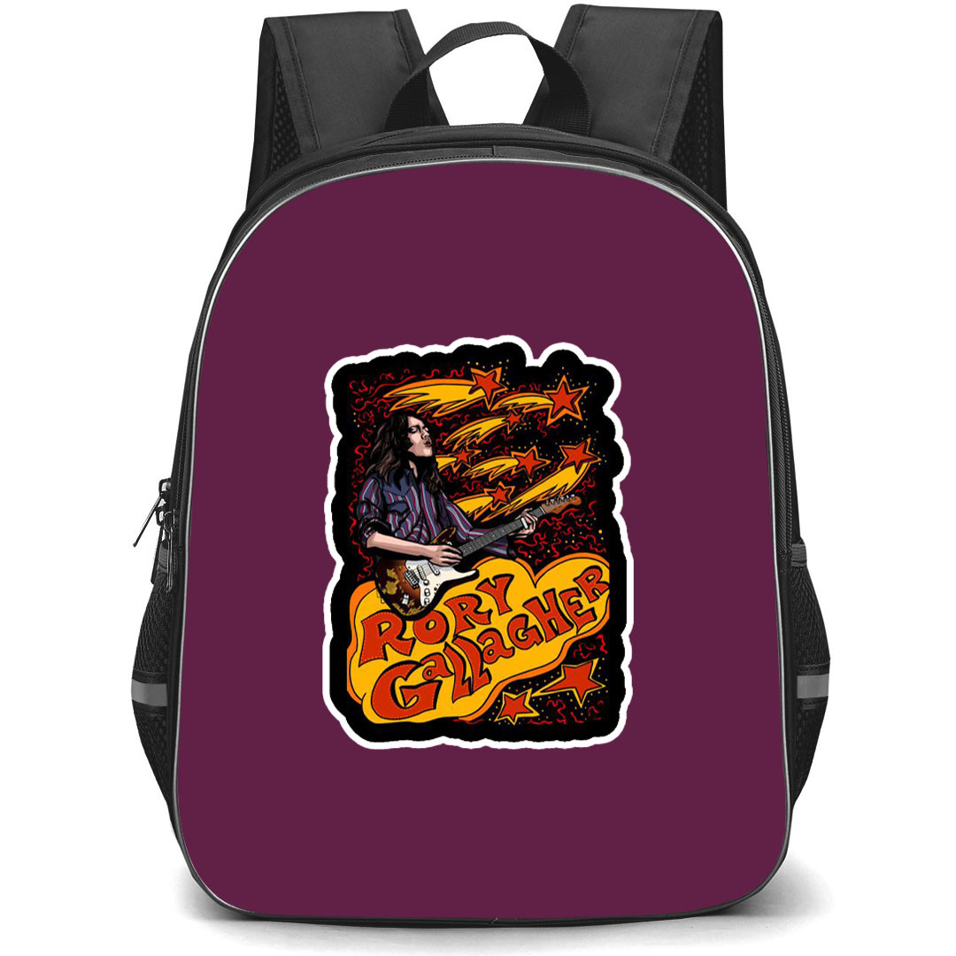 Rory Gallagher Backpack School Bag StudentPack - Rory Gallagher Retro Art Sticker On Violet Background