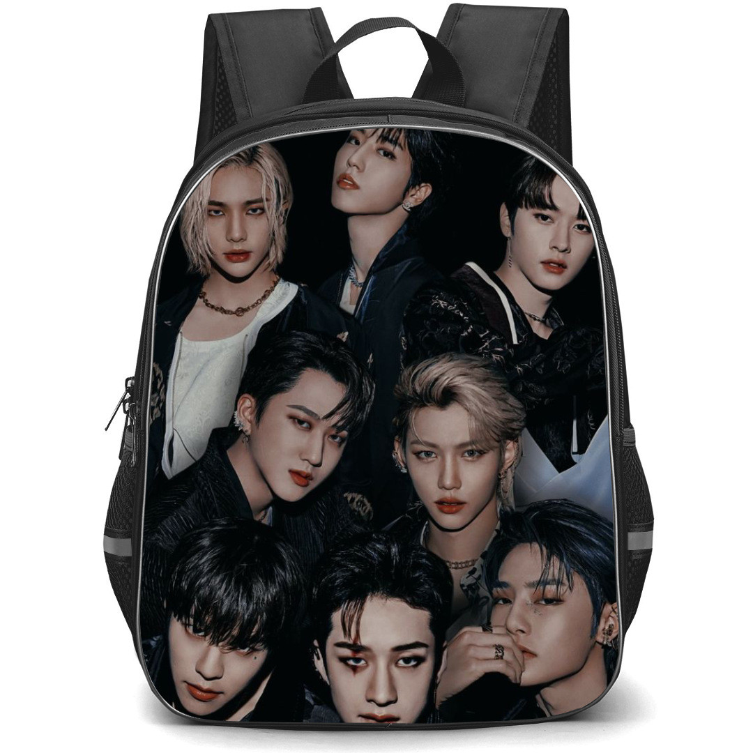 Stray Kids Backpack StudentPack - Stray Kids Member Group Picture On Dark Background