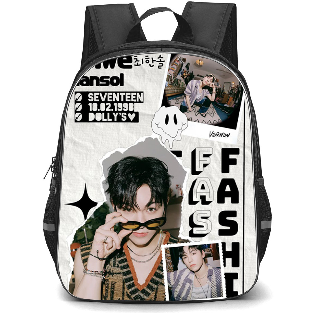 Seventeen Vernon Backpack StudentPack - Vernon Fan Art Retro Collage Poster