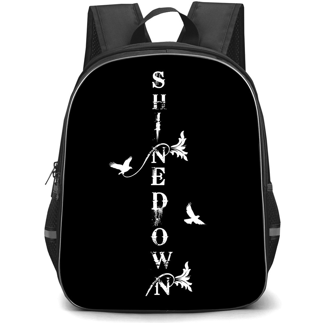 Shinedown Backpack School Bag StudentPack - Shinedown Second Chance Song Black And White Poster