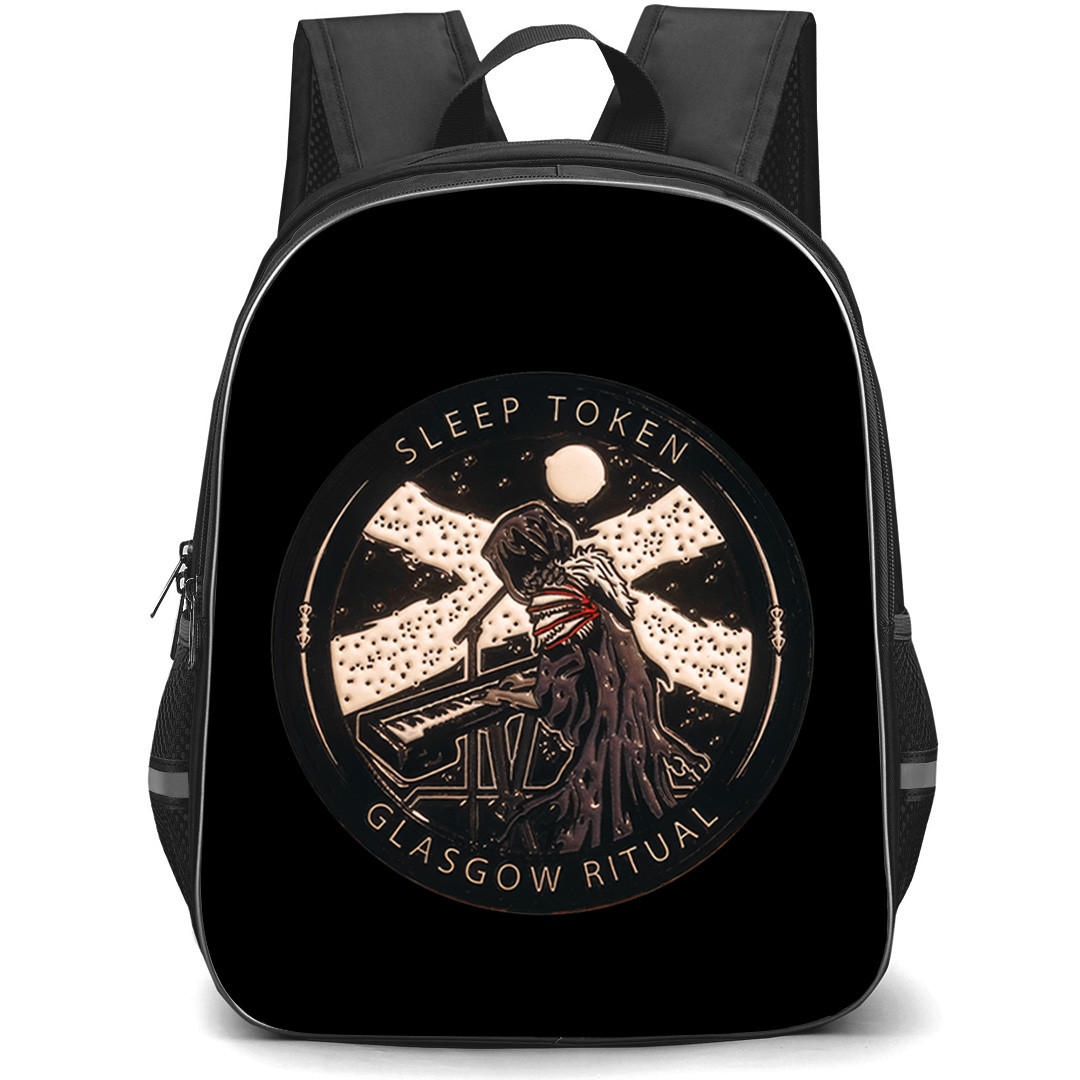 Sleep Token Backpack School Bag StudentPack - Sleep Token Glasgow Ritual Coin Art