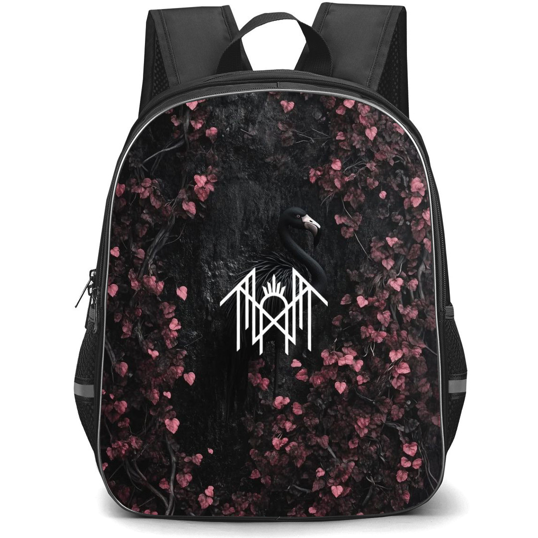 Sleep Token Backpack StudentPack - Sleep Token Logo Black Swan And Flowers Background