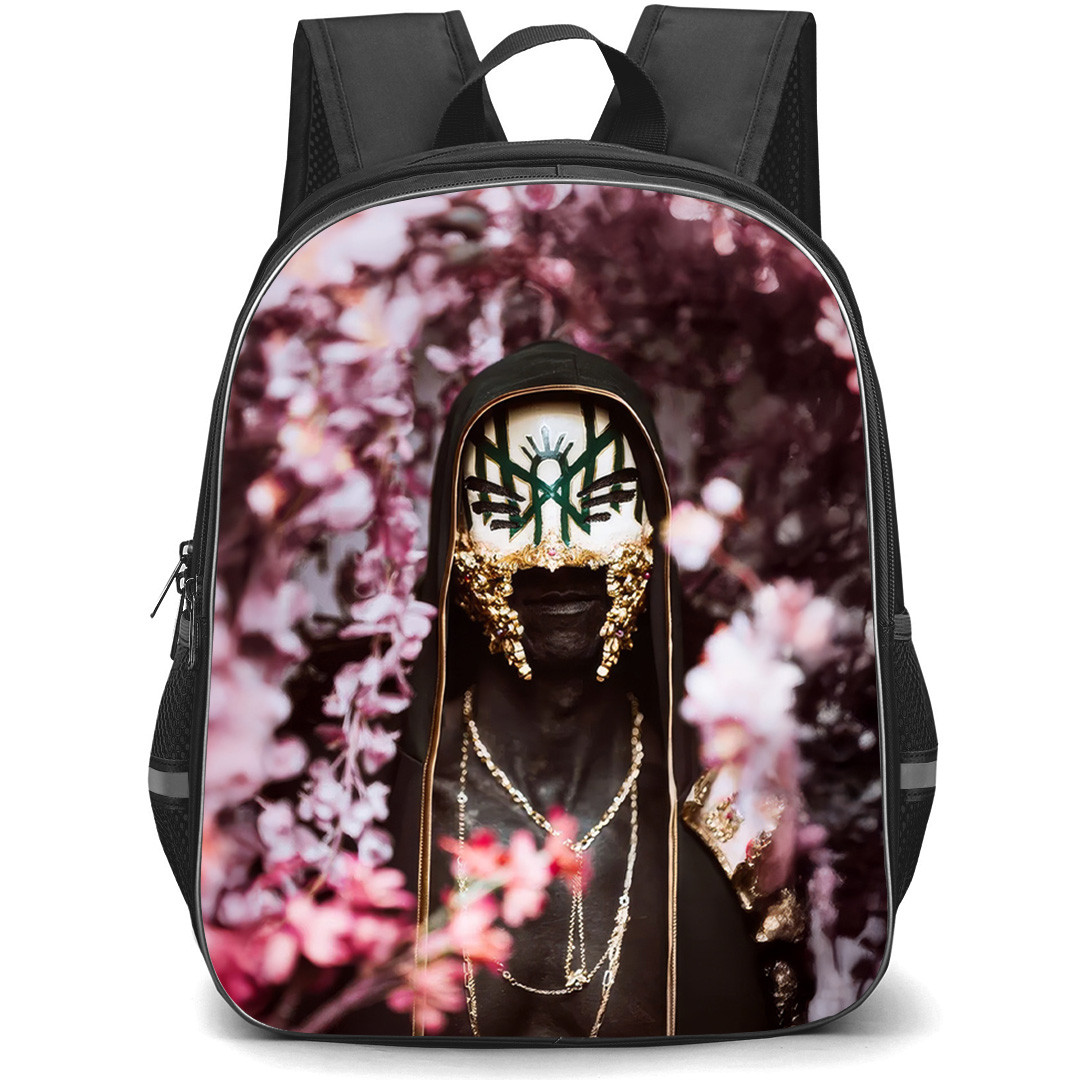 Sleep Token Backpack School Bag StudentPack - Sleep Token Standing in Pink Flowers Background