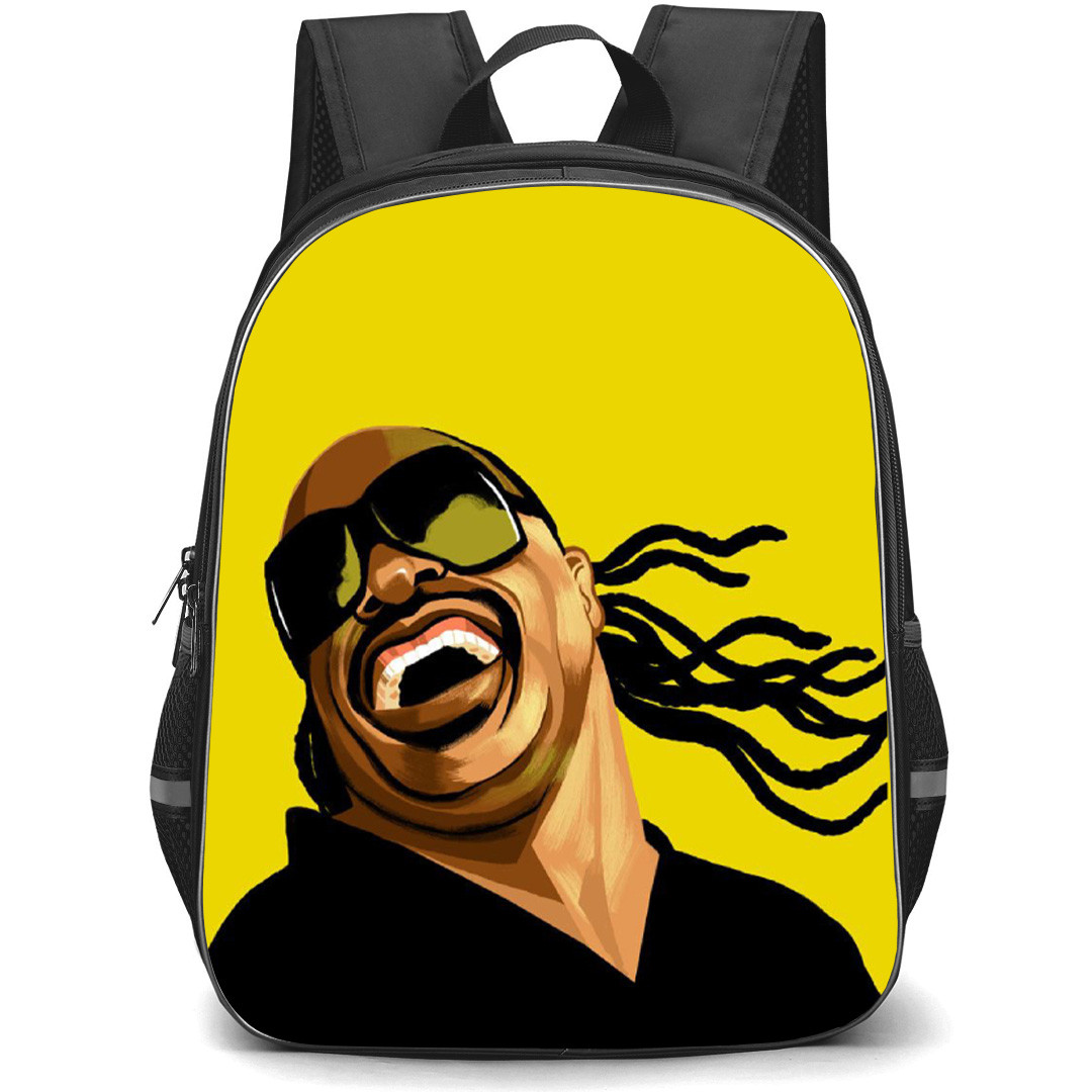 Stevie Wonder Backpack School Bag StudentPack - Laugh Portrait Cartoon Art