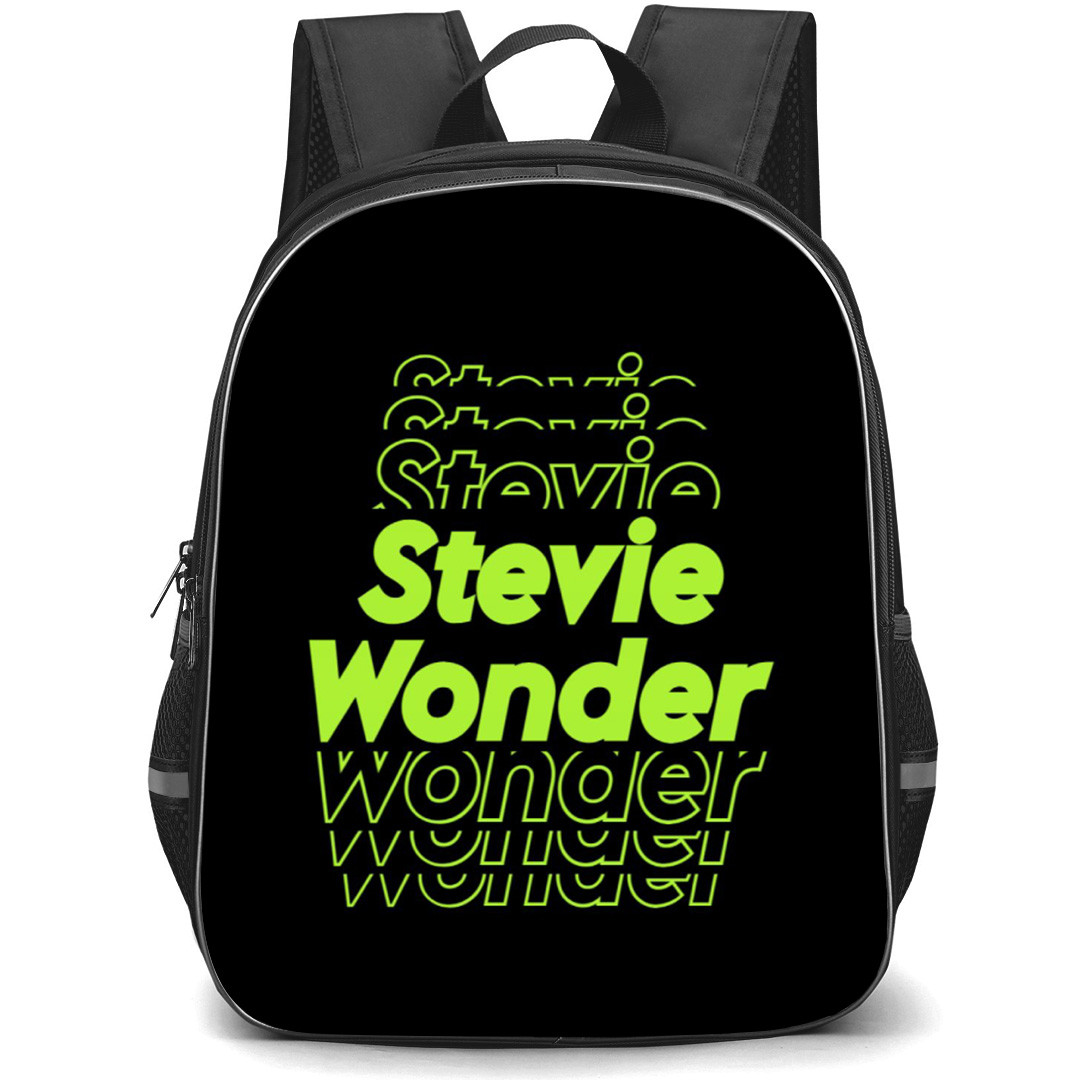 Stevie Wonder Backpack School Bag StudentPack - Typography Logo In Black Background