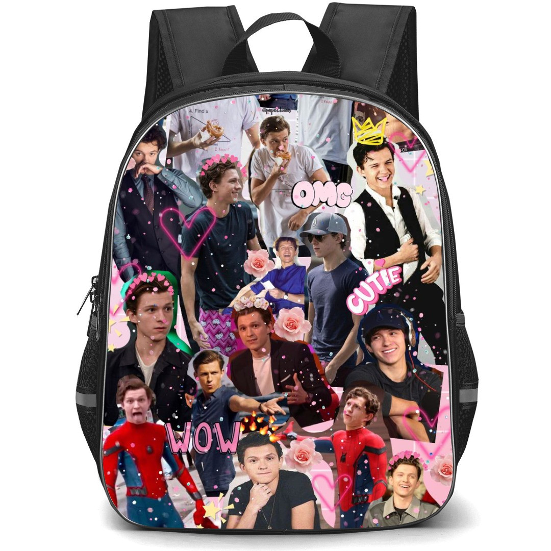 Pop Star Tom Holland Backpack StudentPack - Tom Holland Collage Pink Flowers