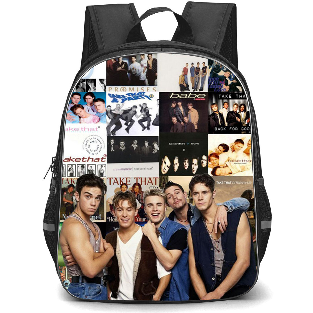 Take That Backpack School Bag StudentPack - Take That Band Member With Album Cover Collage Poster