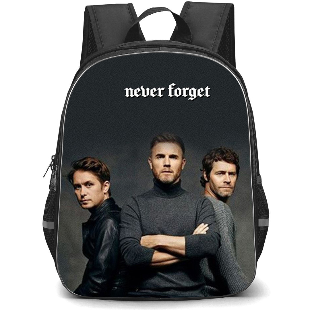 Take That Backpack School Bag StudentPack - Take That Band Member Gary Mark And Howard Sitting On Dark Background