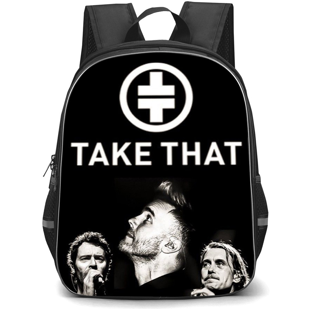 Take That Backpack School Bag StudentPack - Take That Logo With Member Black And White Poster