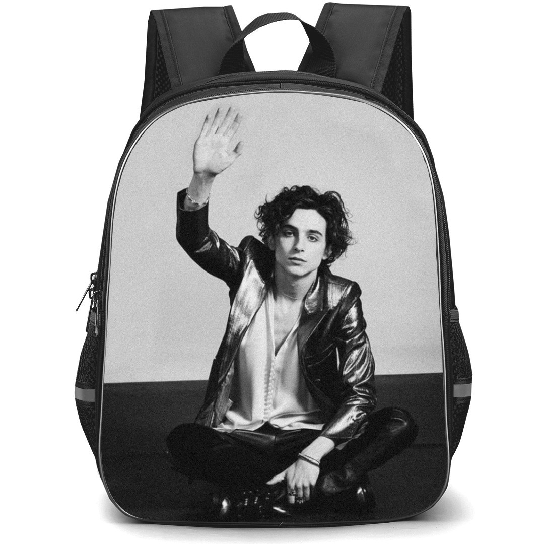 Pop Star Timothee Chalamet Backpack StudentPack - Timothee Chalamet Grayscale Arm Up