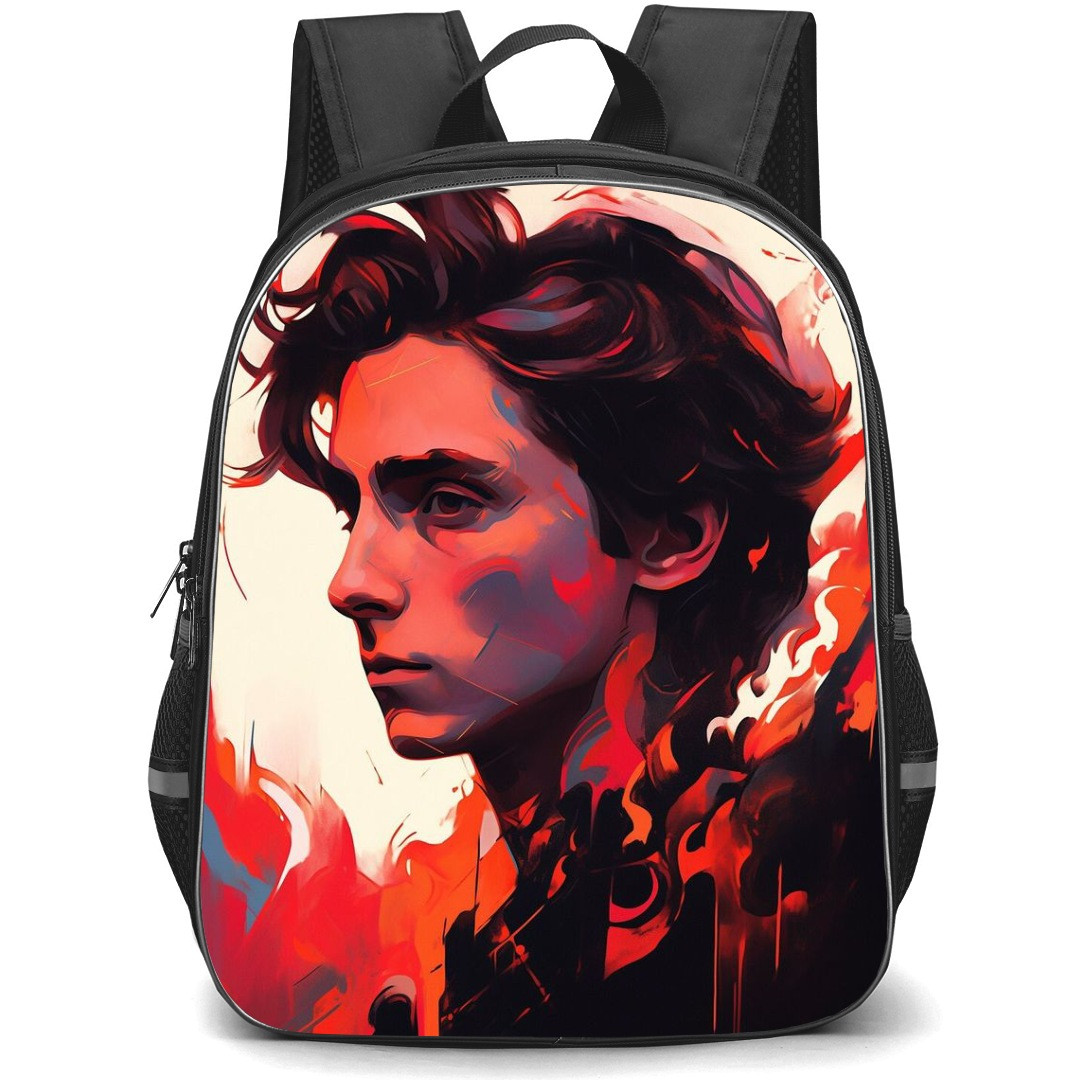 Pop Star Timothee Chalamet Backpack StudentPack - Timothee Chalamet Side Portrait Watercolor