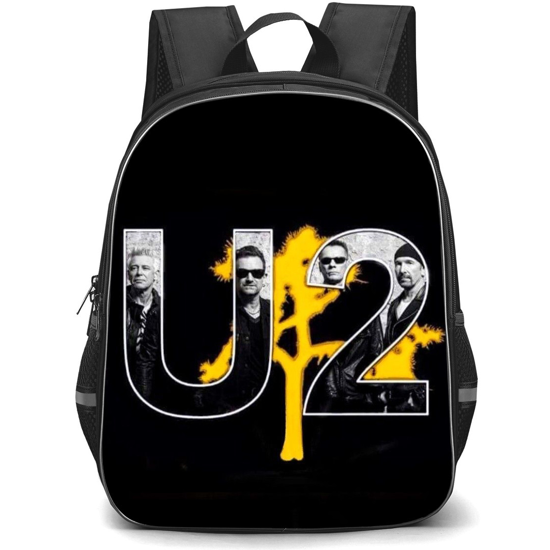 U2 Backpack School Bag StudentPack - Logo Grayscale Spray Paint Background