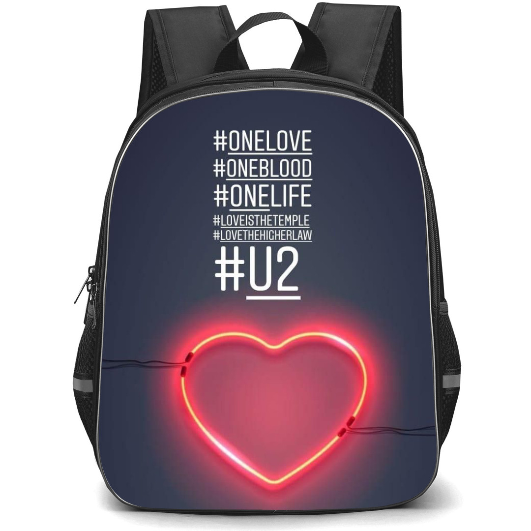 U2 Backpack School Bag StudentPack - Neon Heart Hashtags Poster