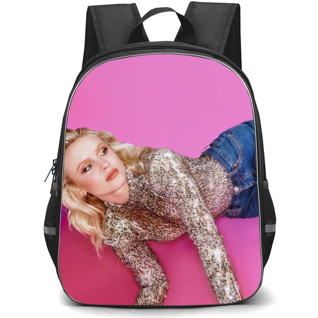 Zara Larsson Backpack School Bag StudentPack - Zara Larsson Wear Sequined And Jeans Photoshoot On Pink Background