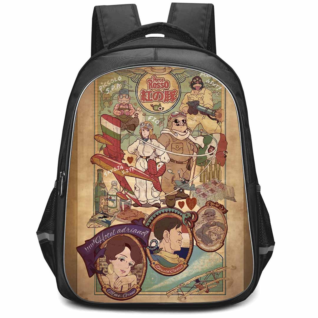 Porco Rosso Backpack StudentPack - Porco Rosso Characters Poster