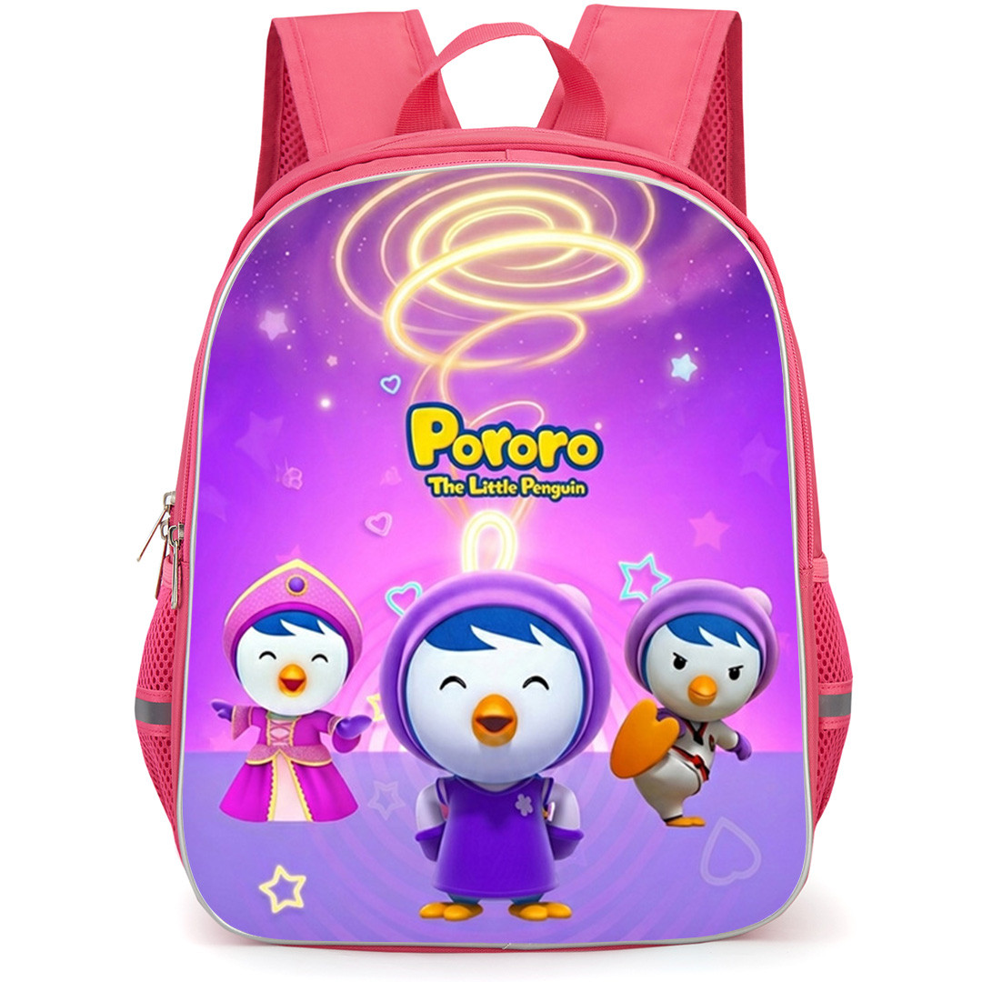 Pororo The Little Penguin Petty Backpack School Bag StudentPack - Pororo The Little Penguin Petty On Pink Purple Background