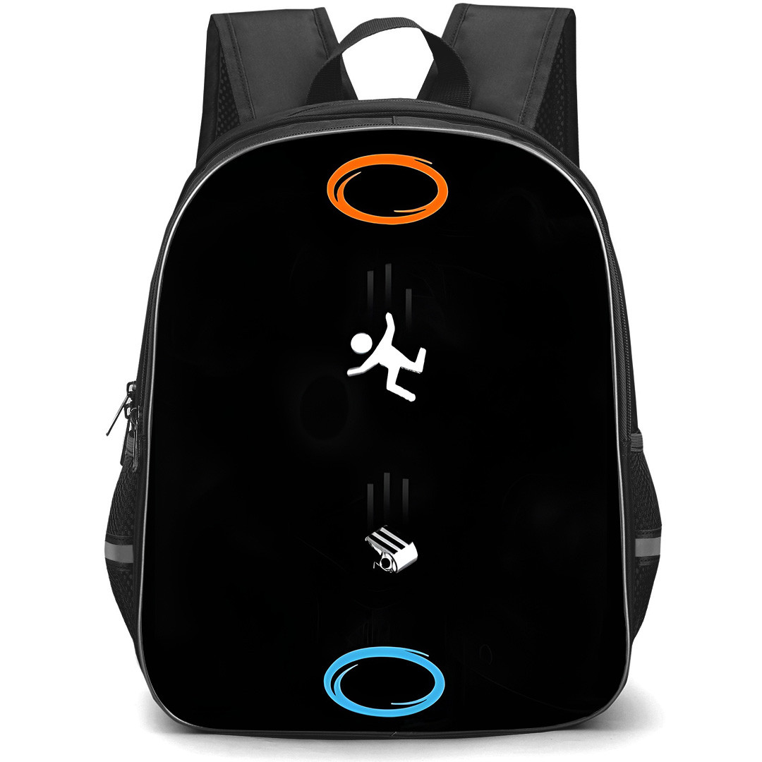 Portal Backpack School Bag StudentPack - Portal Falling Minimalist Vector Art Poster