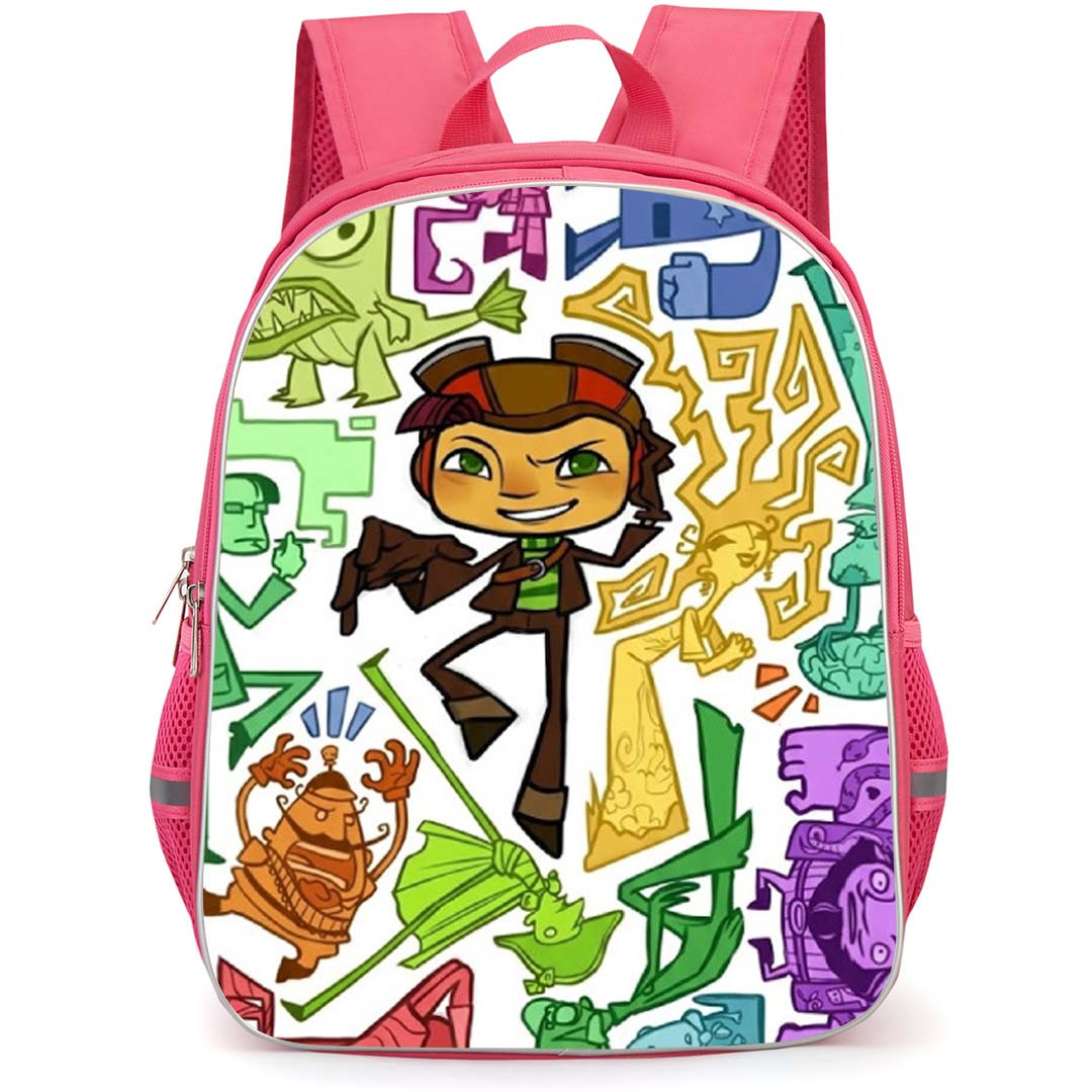 Psychonauts Backpack School Bag StudentPack - Psychonauts Characters Abstract Shapes Art Poster