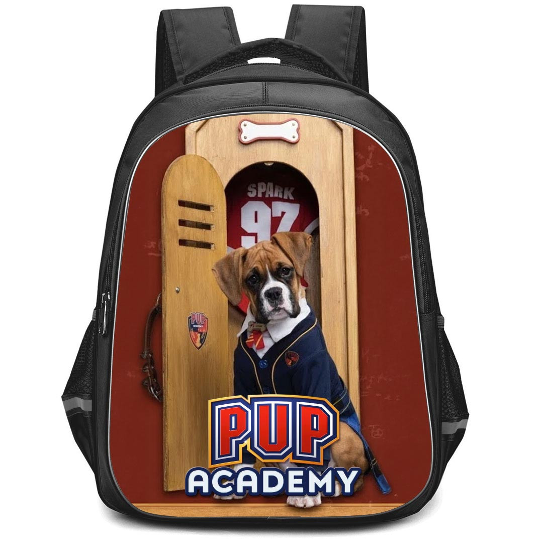 Pup Academy Spark Backpack StudentPack - Spark Siting Infront of His Home Poster