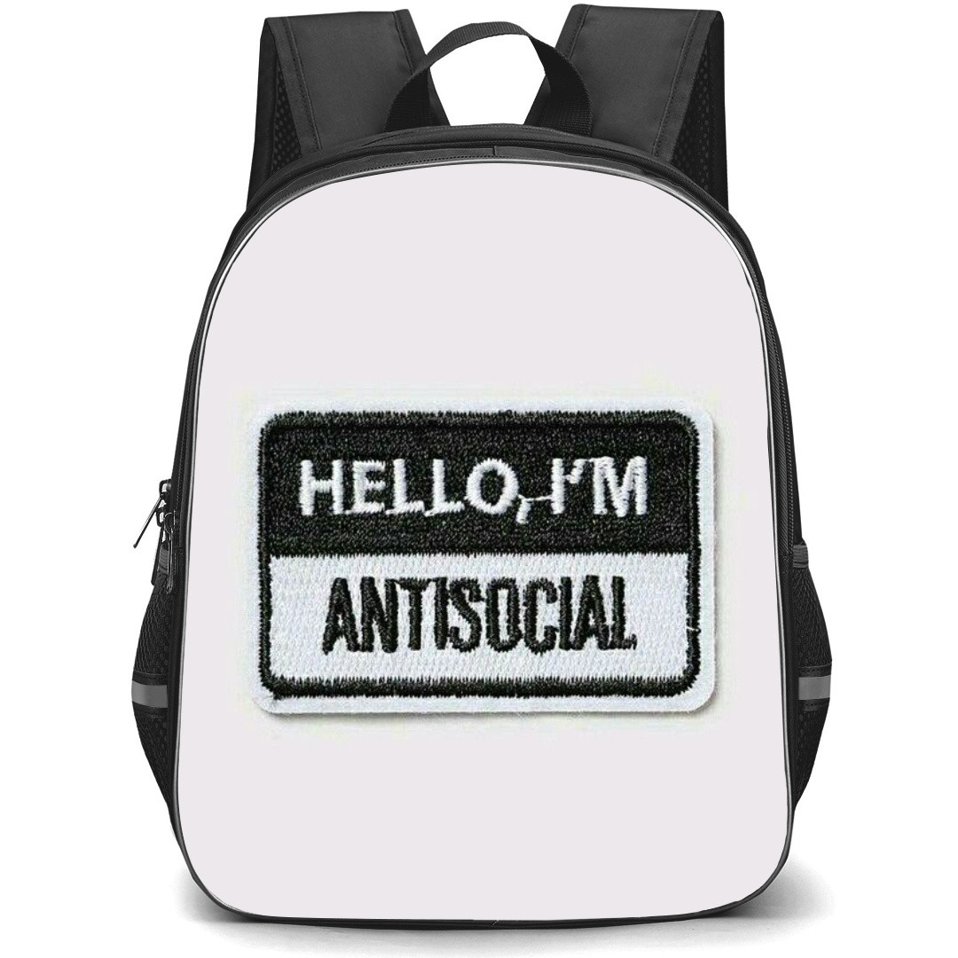 Quotes Backpack StudentPack - Quotes Hello Im Antisocial Patch Sticker