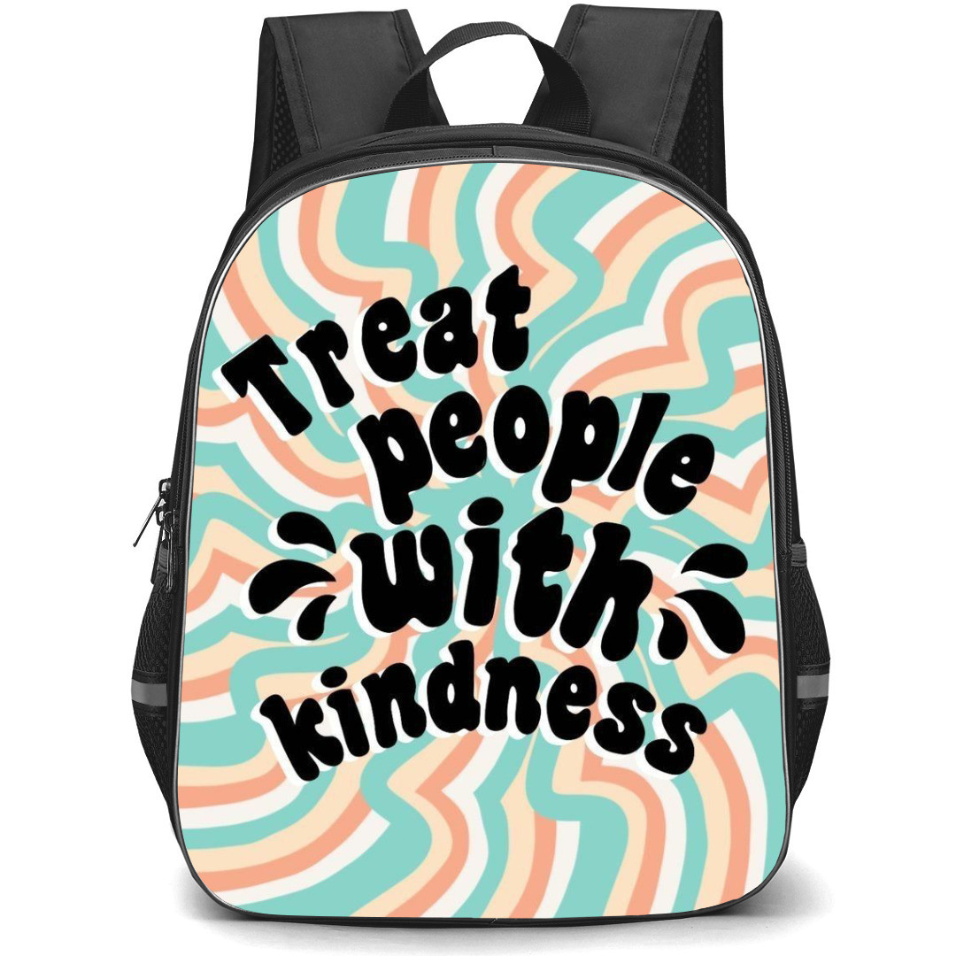 Quotes Backpack StudentPack - Quotes Treat People With Kindness On Aesthetic Pastel Stripe Background