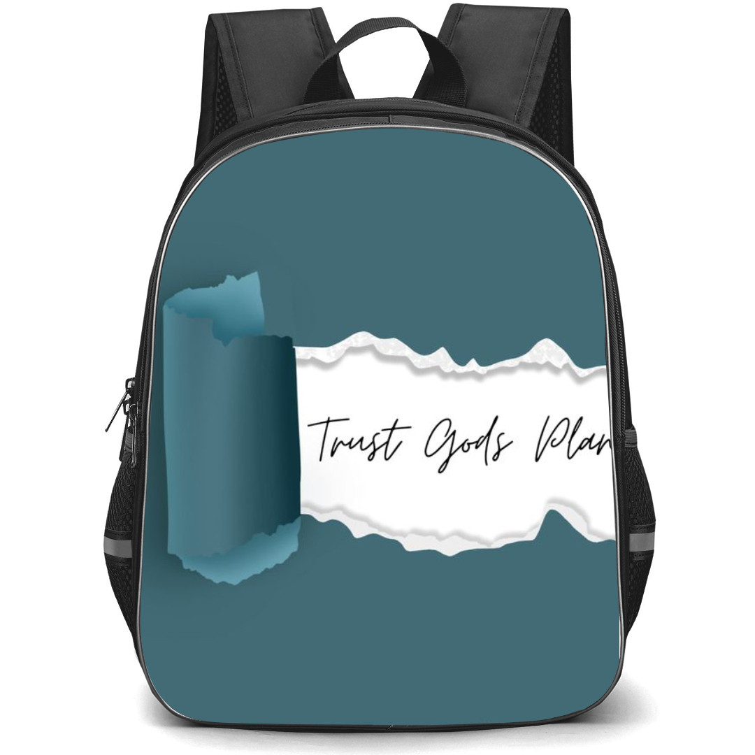 Quotes Backpack StudentPack - Quotes Trust Gods Plan On Blue Torn Ripped Paper Background