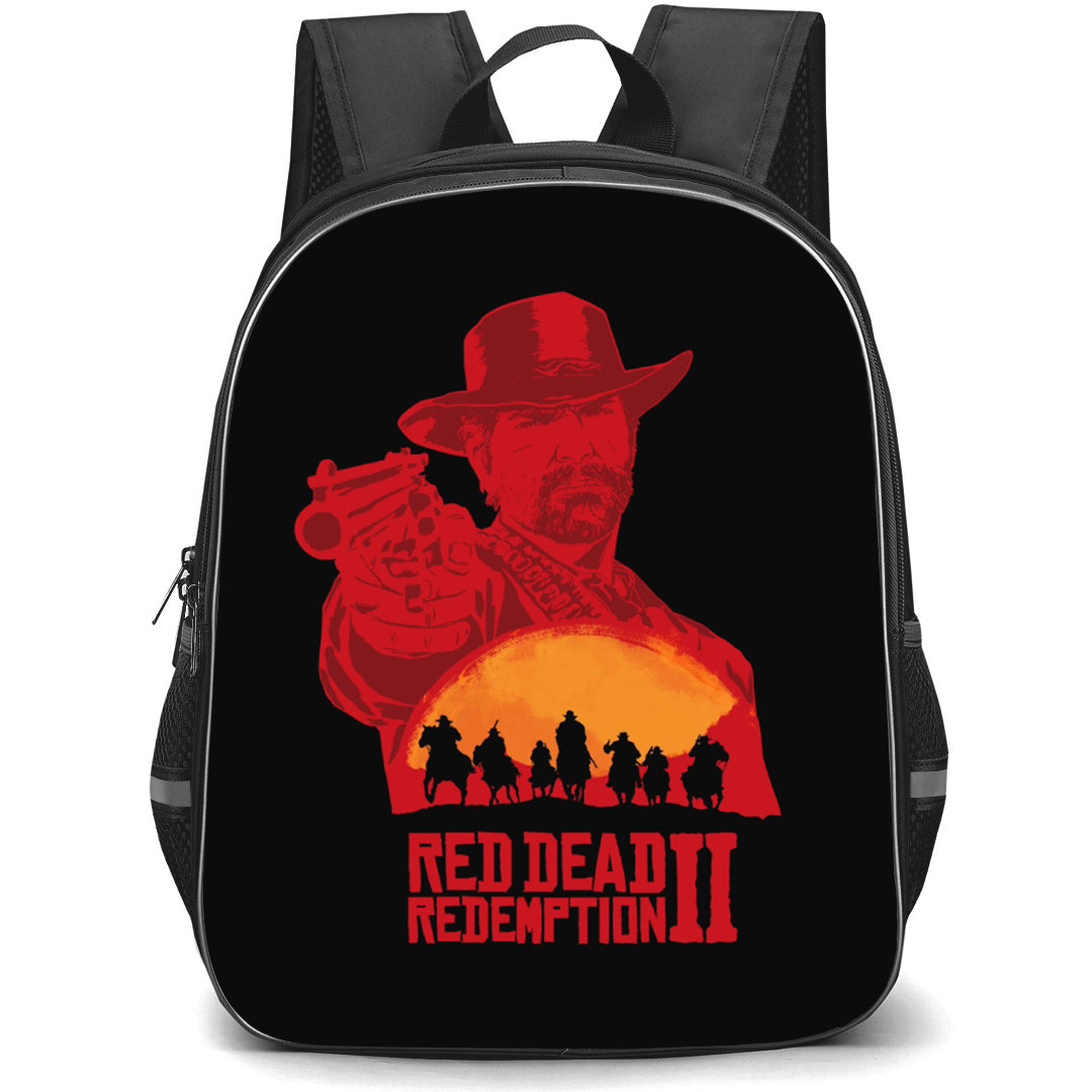 Red Dead Redemption Arthur Morgan Backpack School Bag StudentPack - Arthur Morgan Gun Fierce Silhouette Portrait Game Poster