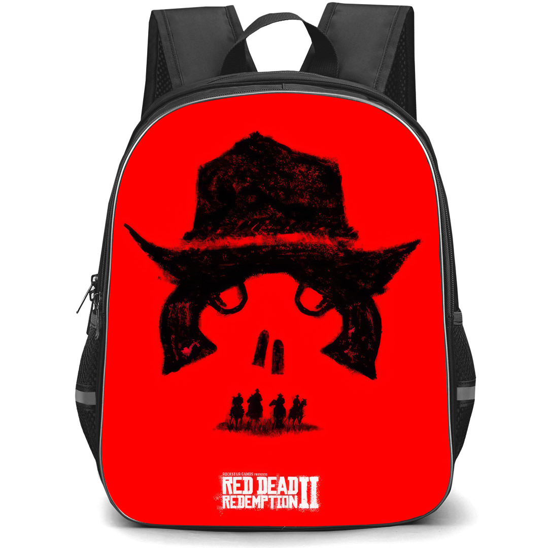Red Dead Redemption Backpack School Bag StudentPack - Red Dead Redemption Skull Silhouette Art Poster