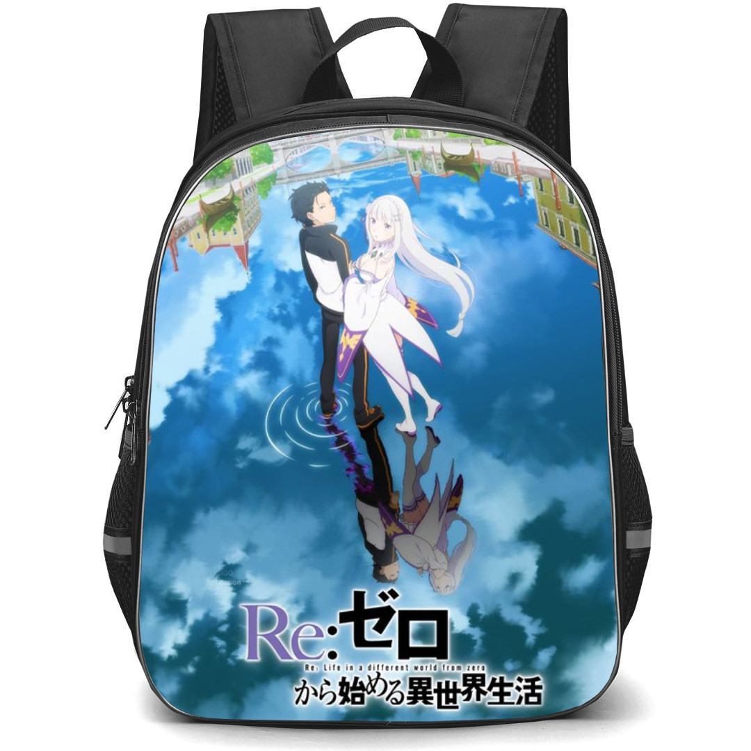 Re Zero - Starting Life in Another World Backpack StudentPack - Natsuki Subaru And Emilia Standing On Water Poster