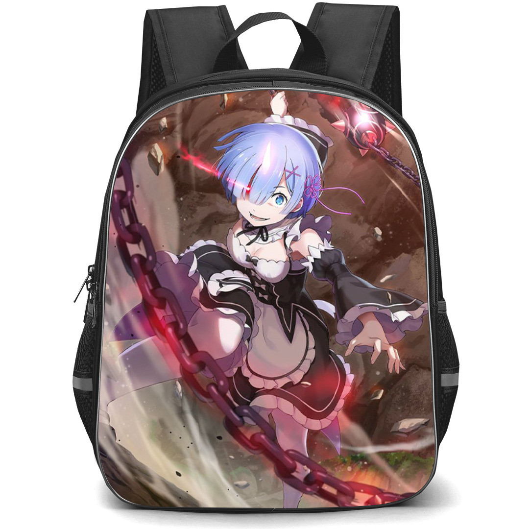 Re Zero - Starting Life in Another Waifu Rem World Backpack StudentPack - Waifu Rem In Action Anime Art Poster