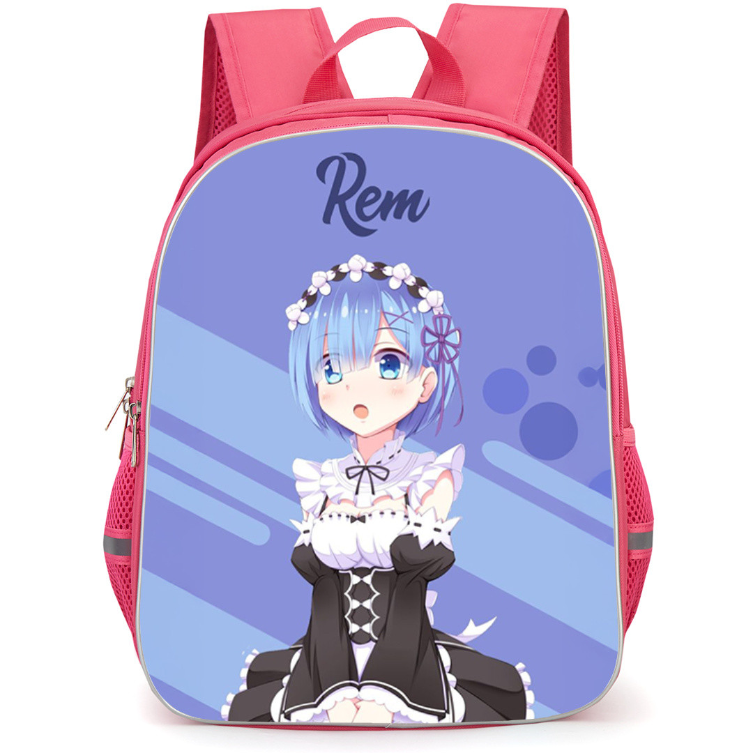 Re Zero - Starting Life in Another Waifu Rem World Backpack StudentPack - Waifu Rem Anime Portrait On Purple Background