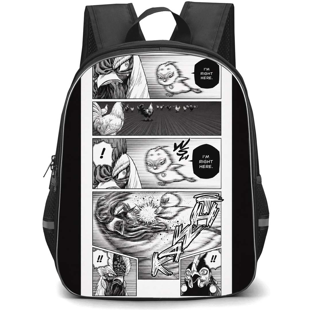 Rooster Fighter Backpack School Bag StudentPack - Rooster Fighter Grayscale Comic Art Poster