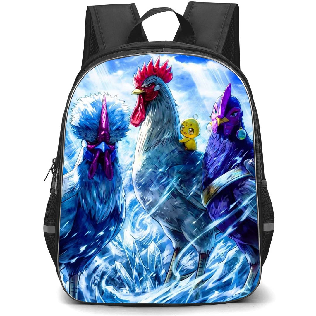Rooster Fighter Backpack School Bag StudentPack - Rooster Fighter Ice Crystal Battle Scene Poster
