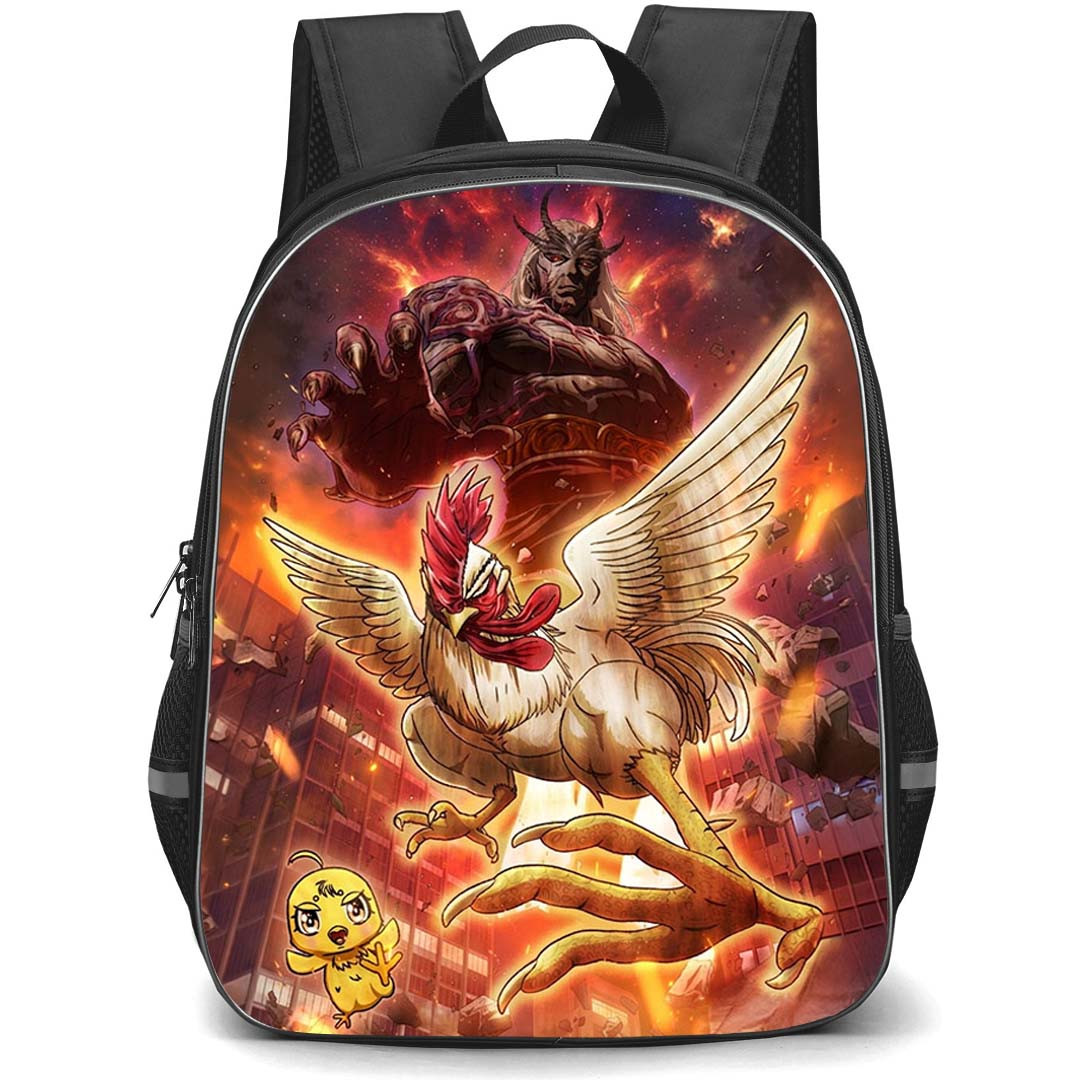 Rooster Fighter Backpack School Bag StudentPack - Rooster Fighter Keiji Fight With Kiju Illustration Art Poster