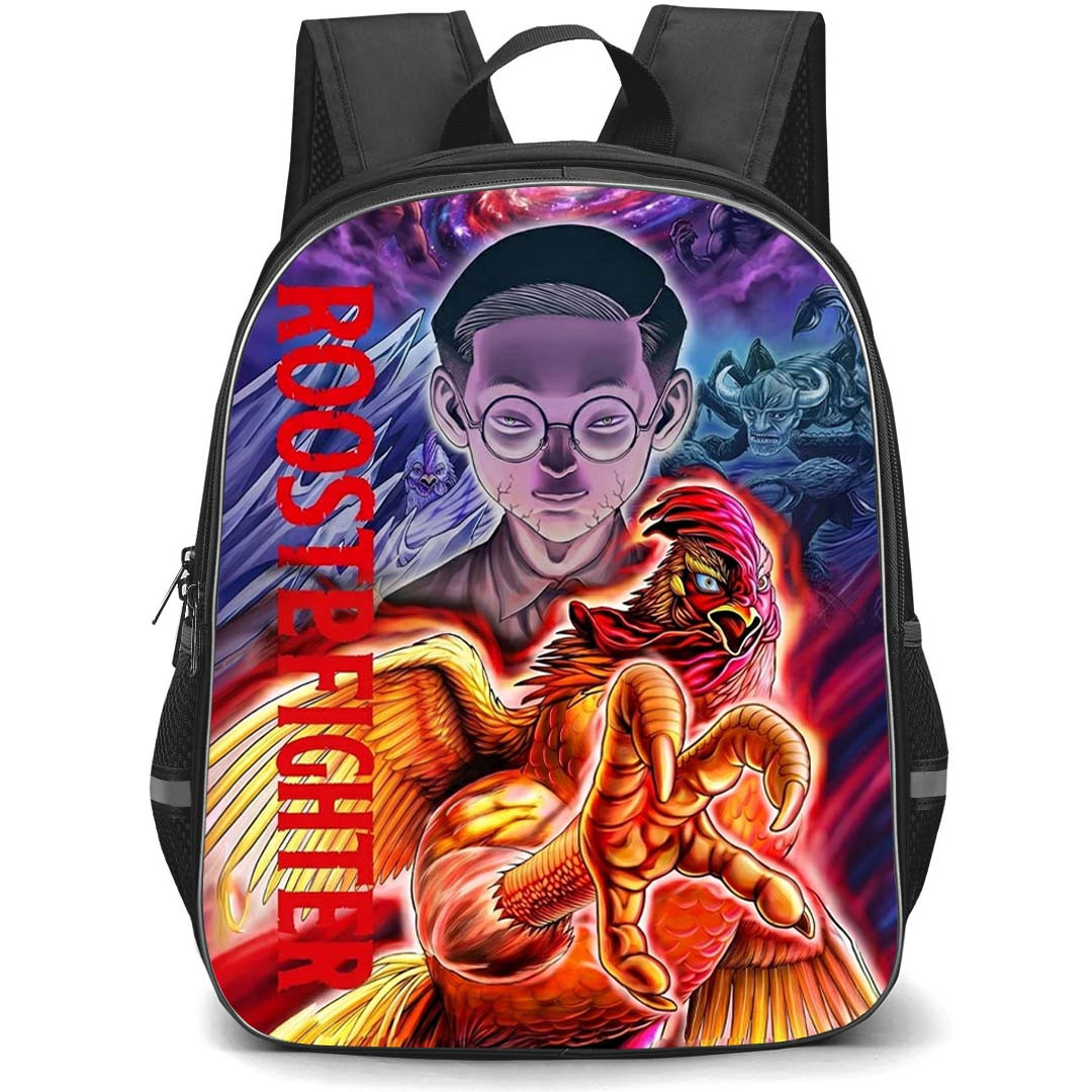 Rooster Fighter Backpack School Bag StudentPack - Rooster Fighter Keiji And Kiju Battle Art Poster