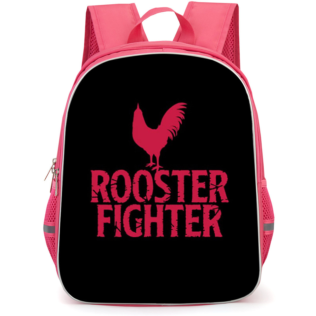 Rooster Fighter Backpack School Bag StudentPack - Rooster Fighter Red Logo On Black Background