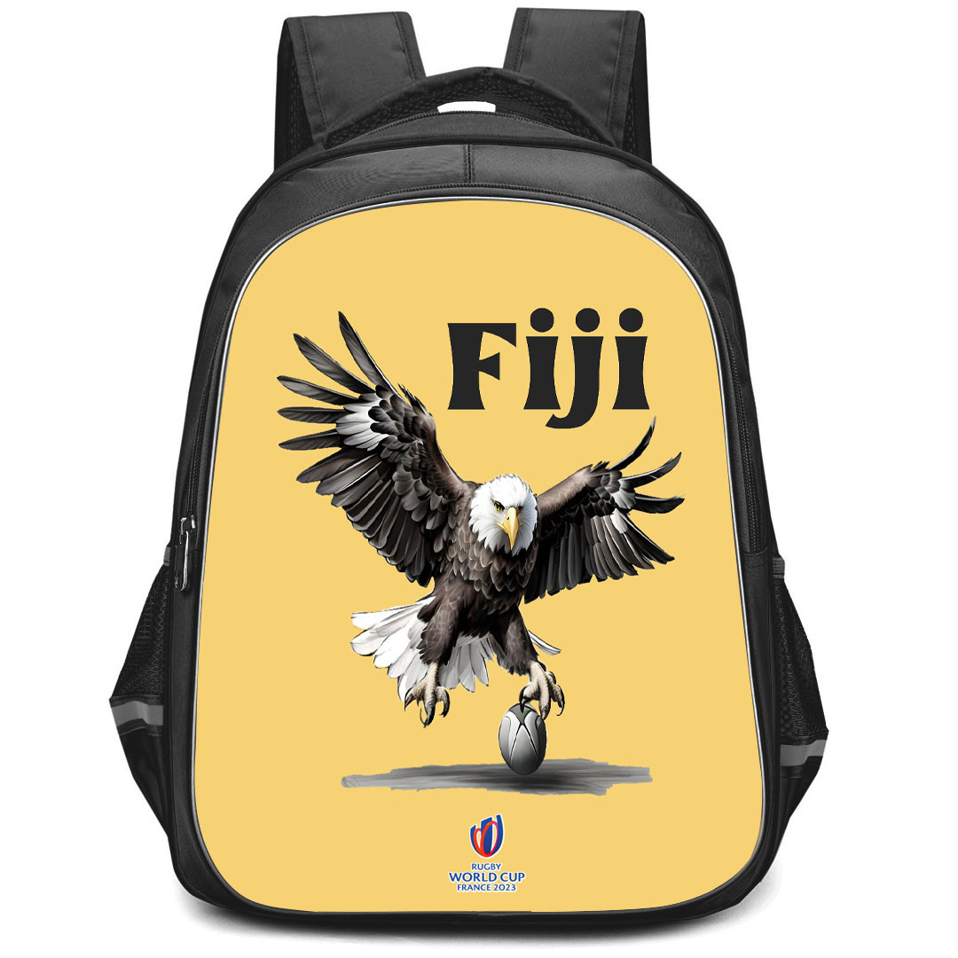 Rugby World Cup France 2023 Fiji National Rugby Union Backpack StudentPack - The Flying Fijians Yellow Background