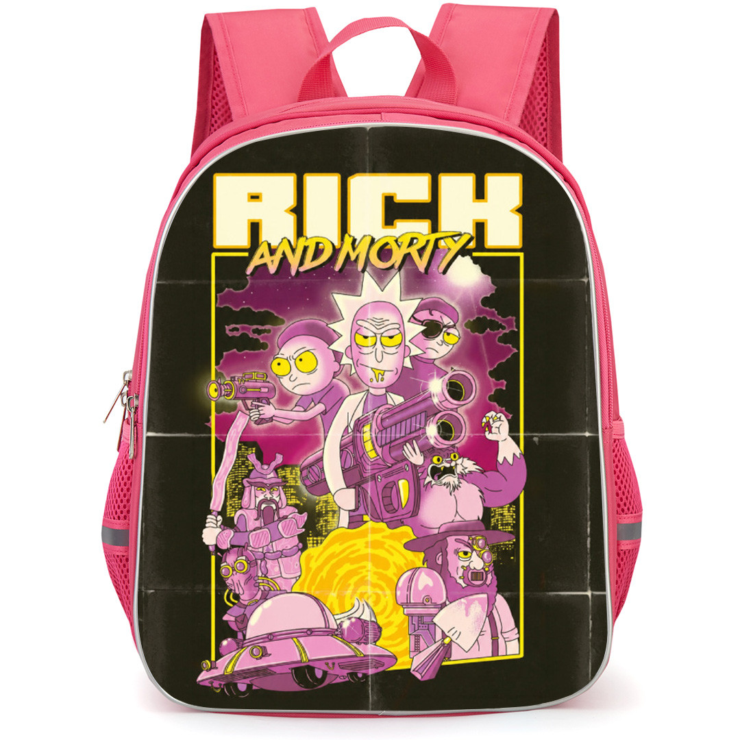 Rick And Morty Backpack School Bag StudentPack - Rick And Morty 80s Action Style Series Poster