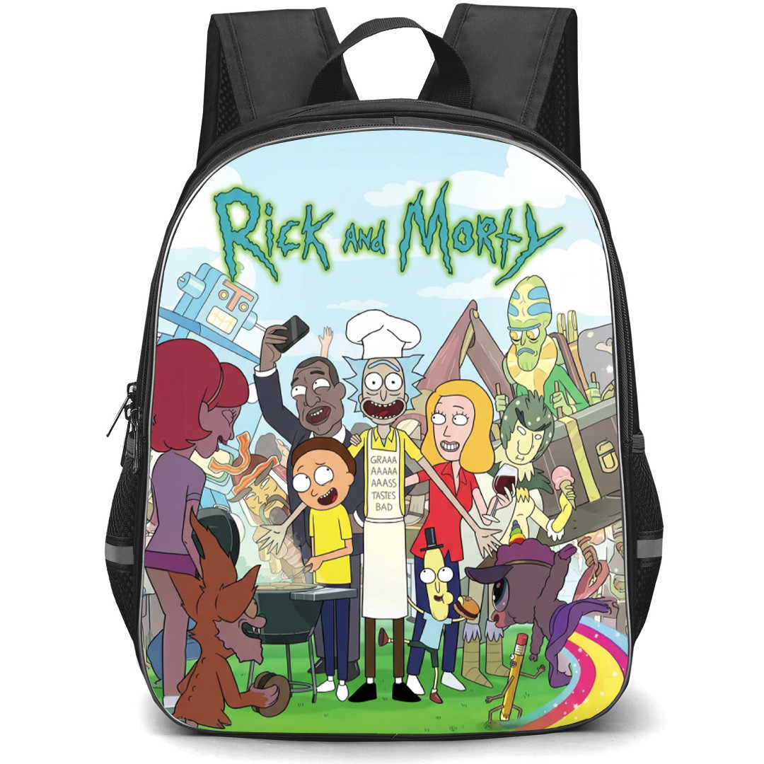 Rick And Morty Backpack School Bag StudentPack - Rick And Morty Characters Bonding Happy Series Poster