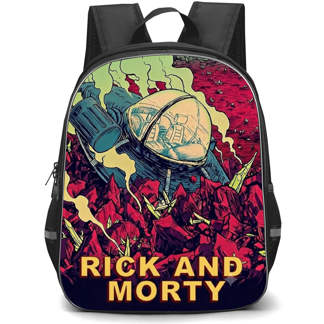 Rick And Morty Backpack School Bag StudentPack - Rick And Morty Crashed Space Ship Poster