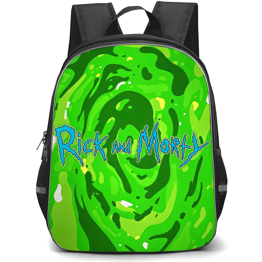Rick And Morty Backpack School Bag StudentPack - Rick And Morty Green Portrait Series Logo Poster