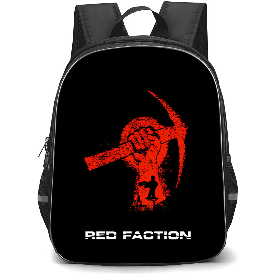Red Faction Backpack School Bag StudentPack - Red Faction Red Pickaxe Grunge Poster