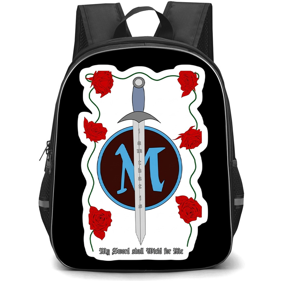 Redwall Backpack School Bag StudentPack - Redwall Matthias Sword Rose Emblem Fantasy Art Sticker