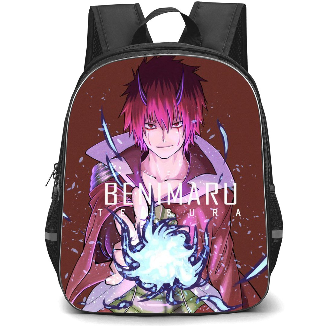 That Time I Got Reincarnated As A Slime Benimaru Backpack StudentPack - Benimaru Holding Fire Red Background