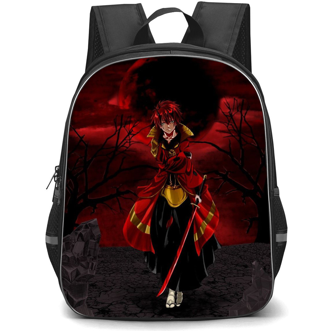 That Time I Got Reincarnated As A Slime Benimaru Backpack StudentPack - Benimaru Standing Red Moon Background