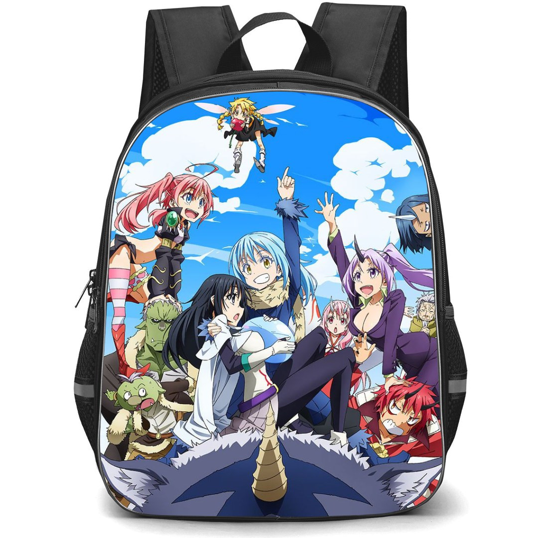 That Time I Got Reincarnated As A Slime Backpack StudentPack - Characters Riding Ranga Clouds Background