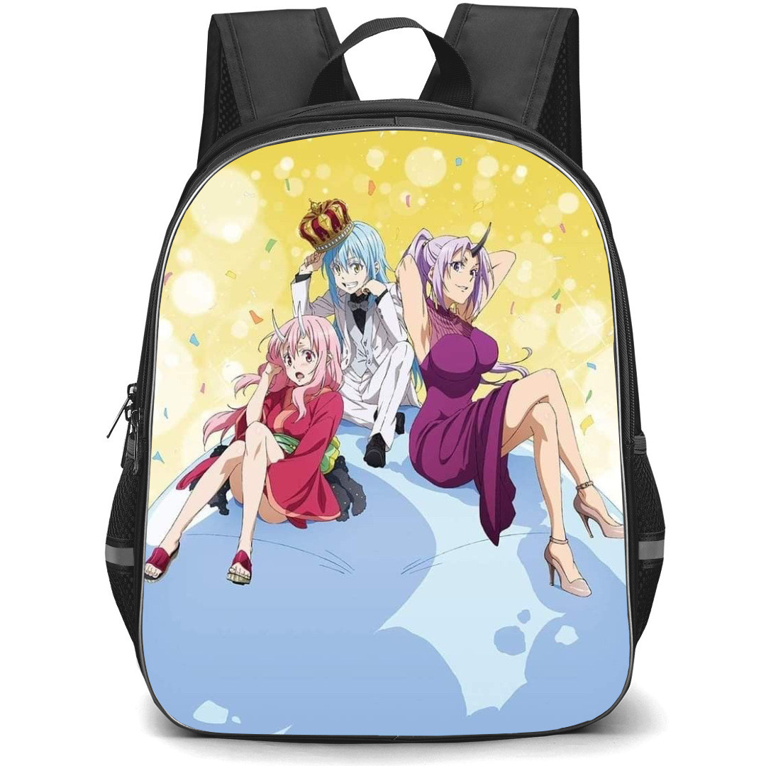 That Time I Got Reincarnated As A Slime Backpack StudentPack - Characters Sitting on a Slime Yellow Background