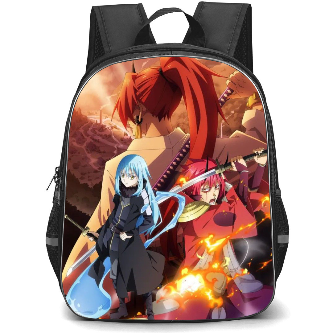 That Time I Got Reincarnated As A Slime Backpack StudentPack - Characters Three Swordsmen Red City Background