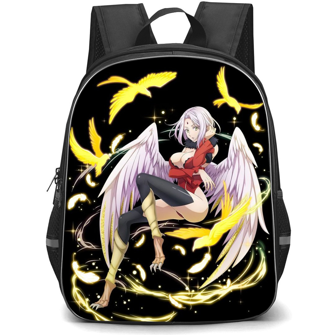 That Time I Got Reincarnated As A Slime Frey Backpack StudentPack - Frey Yellow Flying Birds Black Background