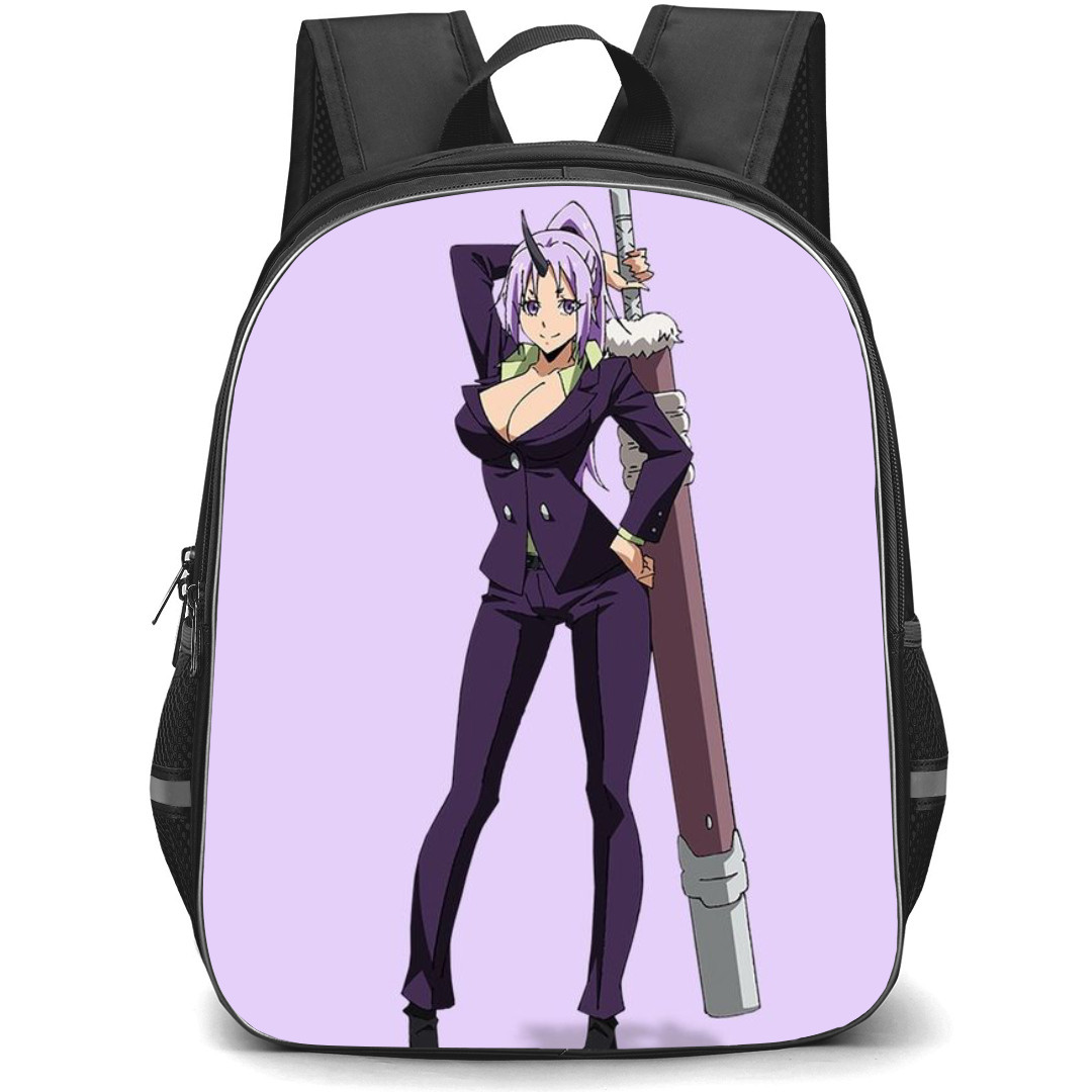 That Time I Got Reincarnated As A Slime Shion Backpack StudentPack - Shion Holding Sword Purple Background